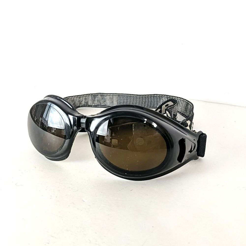 Vintage Barracuda Outdoor Sun Safety Goggles Black Headband Amber Brown Lens